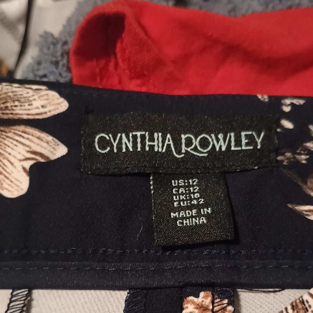 Cynthia Rowley Floral Pants - Black and Cream